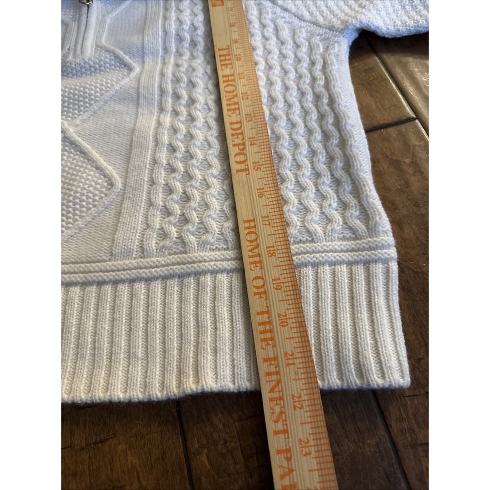 We Norwegians Chunky Knit Fair Isle Merino Wool Blend Half zip Sweater Beige - S - Picture 7 of 8